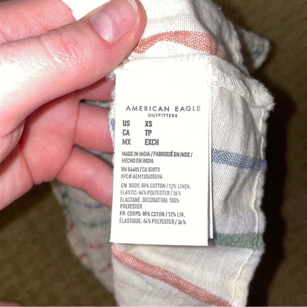 American Eagle AE Smocked One Shoulder Top in Cream - Picture 7 of 7